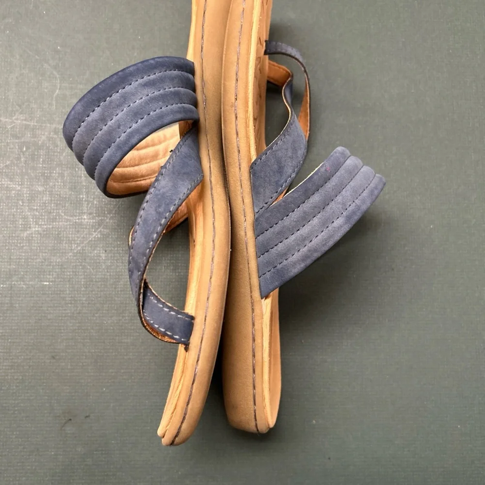 b.o.c By Born Womens 8 Alisha Blue Slip On‎ Strappy Sandal Slide Summer Casual